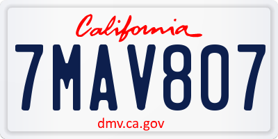 CA license plate 7MAV807