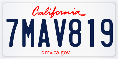 CA license plate 7MAV819