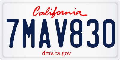 CA license plate 7MAV830