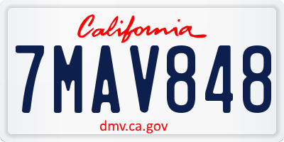 CA license plate 7MAV848