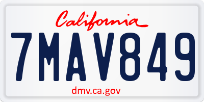CA license plate 7MAV849