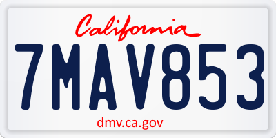 CA license plate 7MAV853