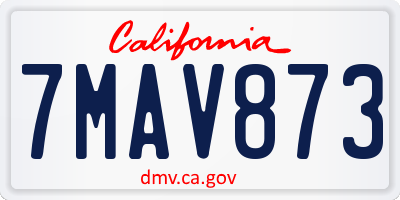 CA license plate 7MAV873