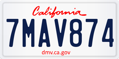 CA license plate 7MAV874