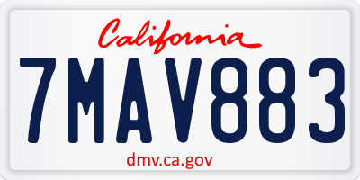 CA license plate 7MAV883
