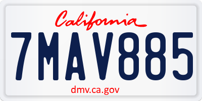CA license plate 7MAV885