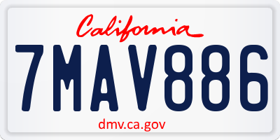 CA license plate 7MAV886