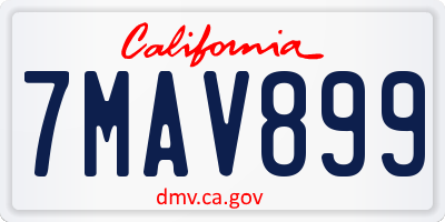 CA license plate 7MAV899