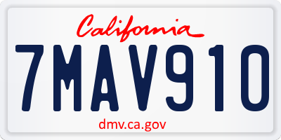 CA license plate 7MAV910