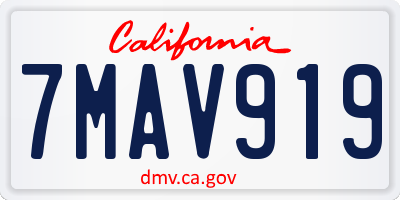 CA license plate 7MAV919