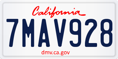 CA license plate 7MAV928