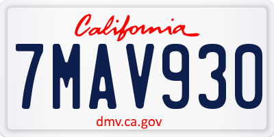 CA license plate 7MAV930