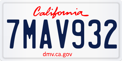 CA license plate 7MAV932