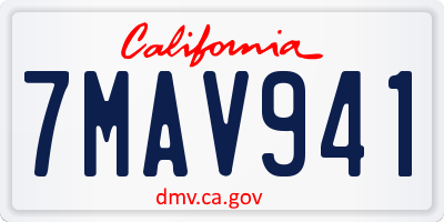 CA license plate 7MAV941
