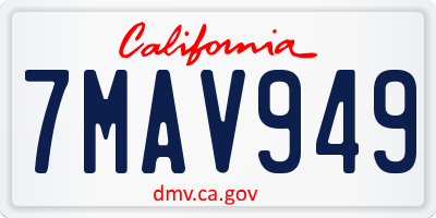 CA license plate 7MAV949
