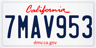 CA license plate 7MAV953