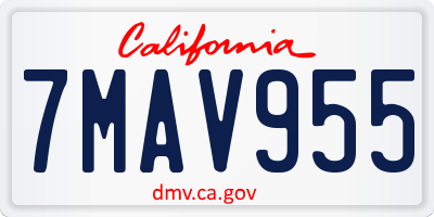 CA license plate 7MAV955