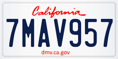 CA license plate 7MAV957