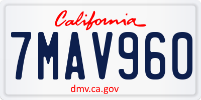 CA license plate 7MAV960