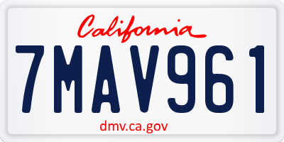 CA license plate 7MAV961
