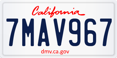 CA license plate 7MAV967