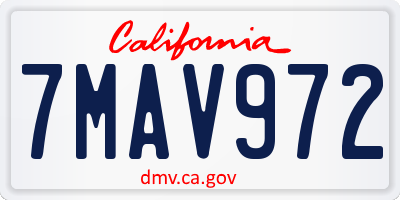 CA license plate 7MAV972