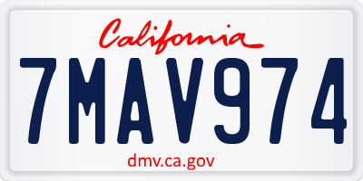 CA license plate 7MAV974