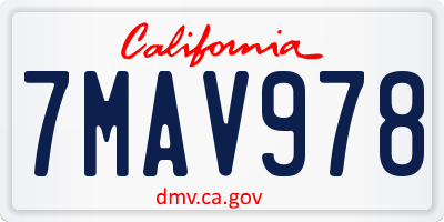 CA license plate 7MAV978