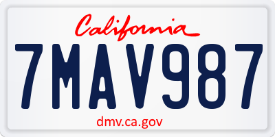 CA license plate 7MAV987