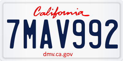 CA license plate 7MAV992