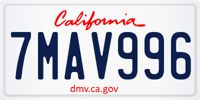 CA license plate 7MAV996