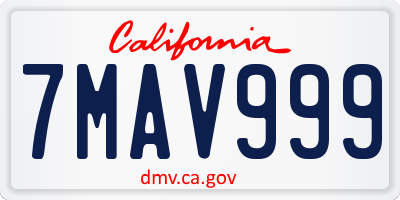 CA license plate 7MAV999