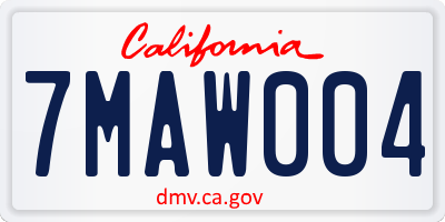 CA license plate 7MAW004