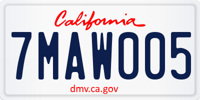 CA license plate 7MAW005