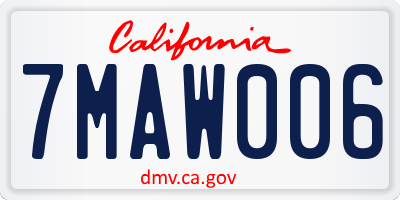 CA license plate 7MAW006