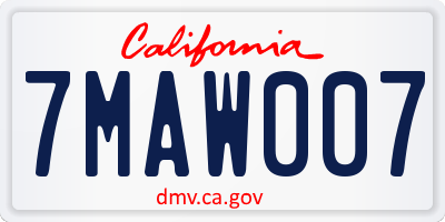 CA license plate 7MAW007