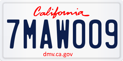CA license plate 7MAW009