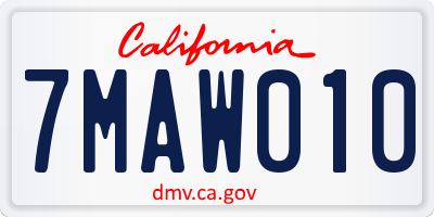 CA license plate 7MAW010