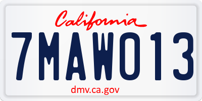 CA license plate 7MAW013