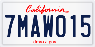 CA license plate 7MAW015