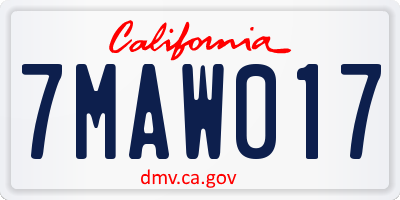 CA license plate 7MAW017