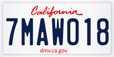 CA license plate 7MAW018