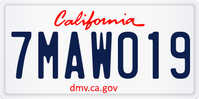 CA license plate 7MAW019