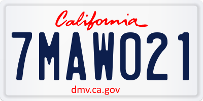 CA license plate 7MAW021
