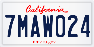 CA license plate 7MAW024