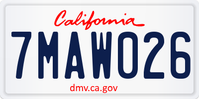 CA license plate 7MAW026