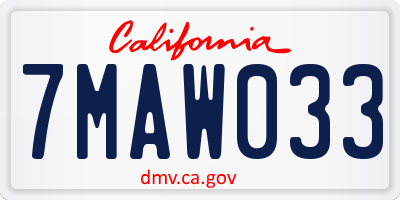 CA license plate 7MAW033