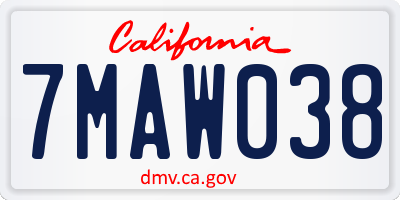 CA license plate 7MAW038