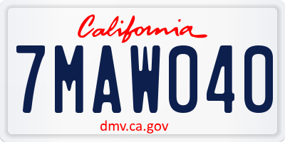 CA license plate 7MAW040