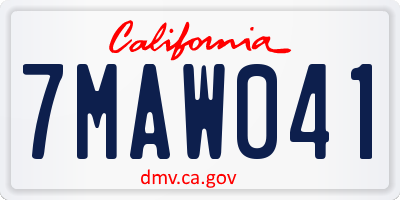 CA license plate 7MAW041